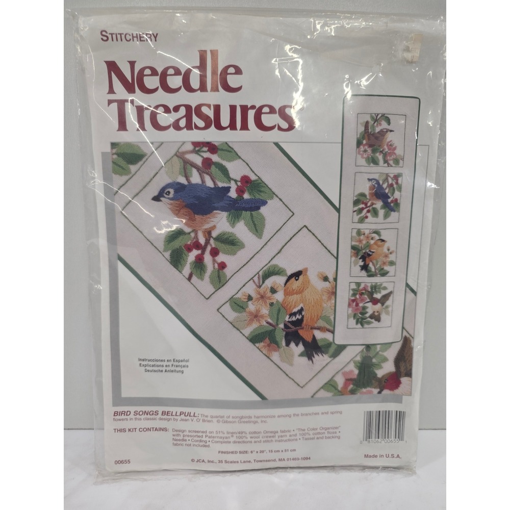 Vintage Cottagecore Nature Bellpull Bird Songs Crewel Kit Needle Treasures